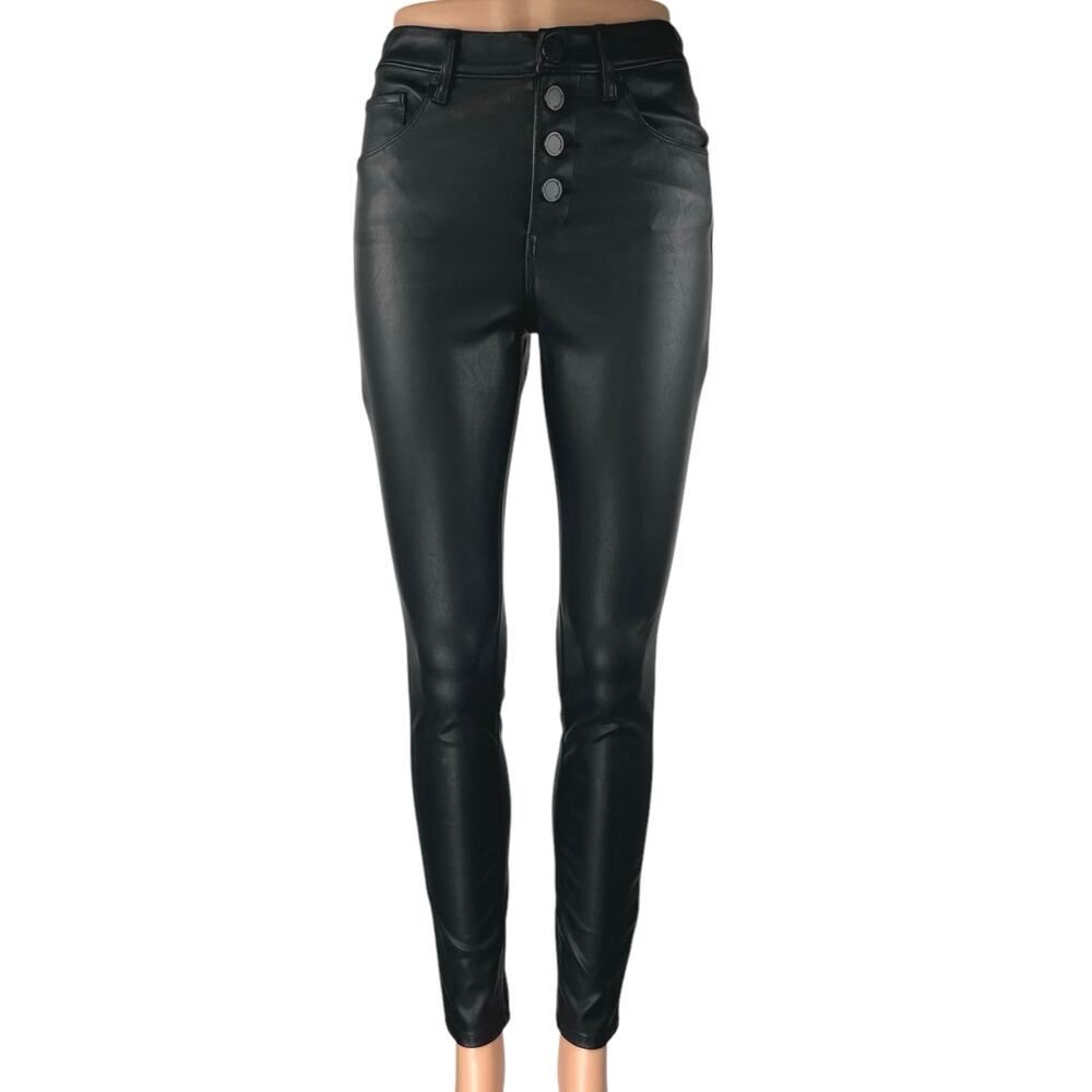 BlankNYC The Great Jones Black Faux Leather Skinny High Waist Trousers Pants 26